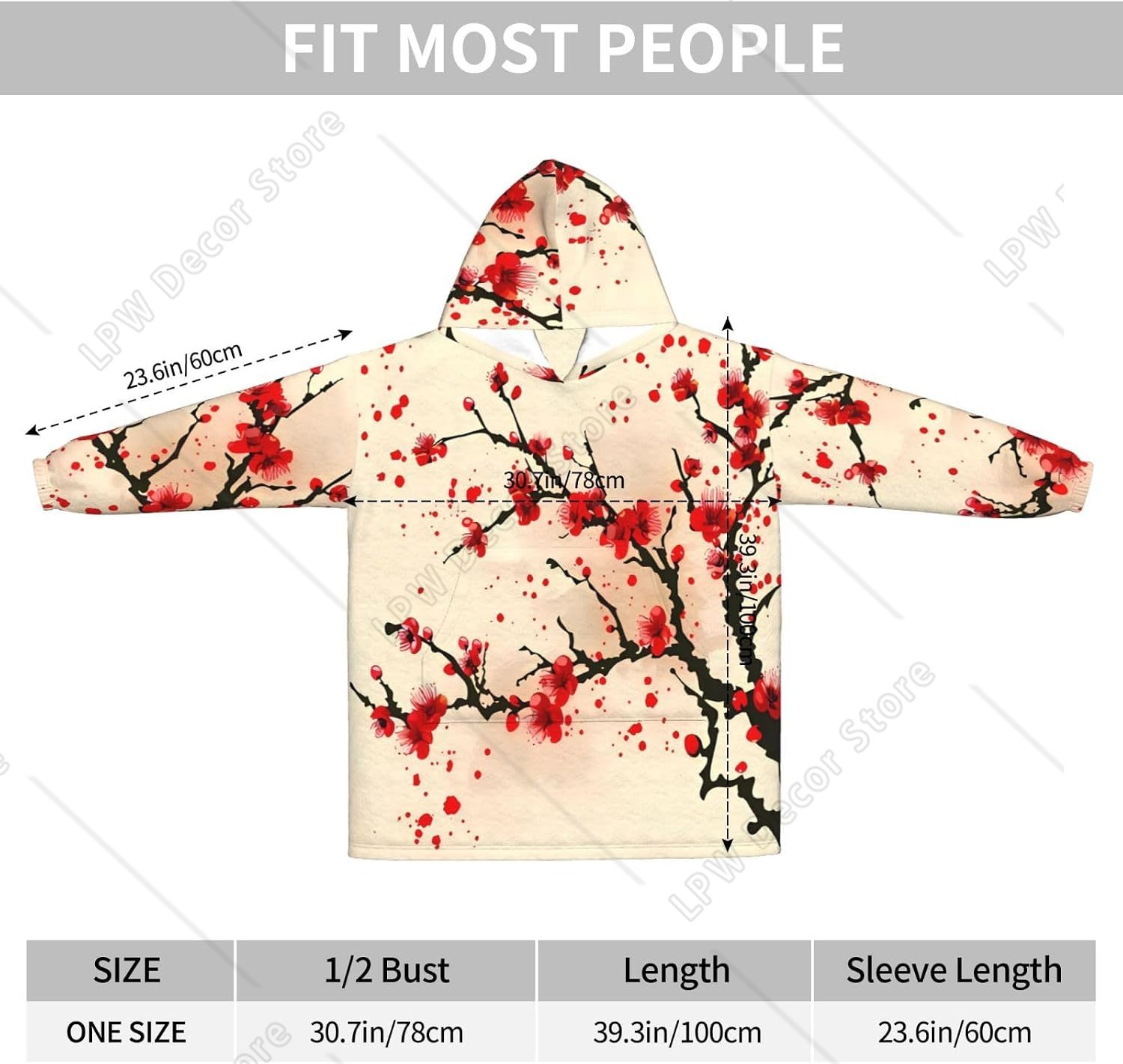 Red Cherry Blossom Wearable Bl - Sherpa Hoodie Fleece review and price