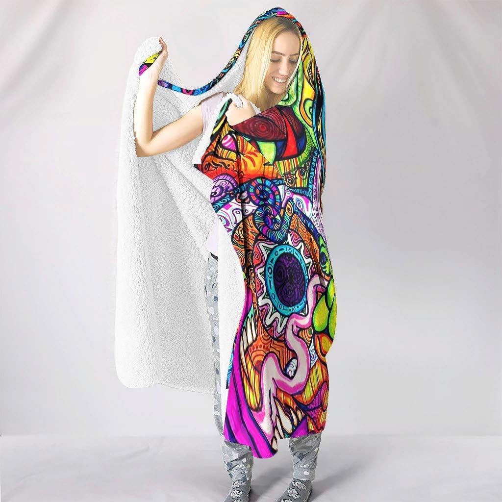 Abstract Bright Trippy Rainbow - Sherpa Hoodie Fleece review and price