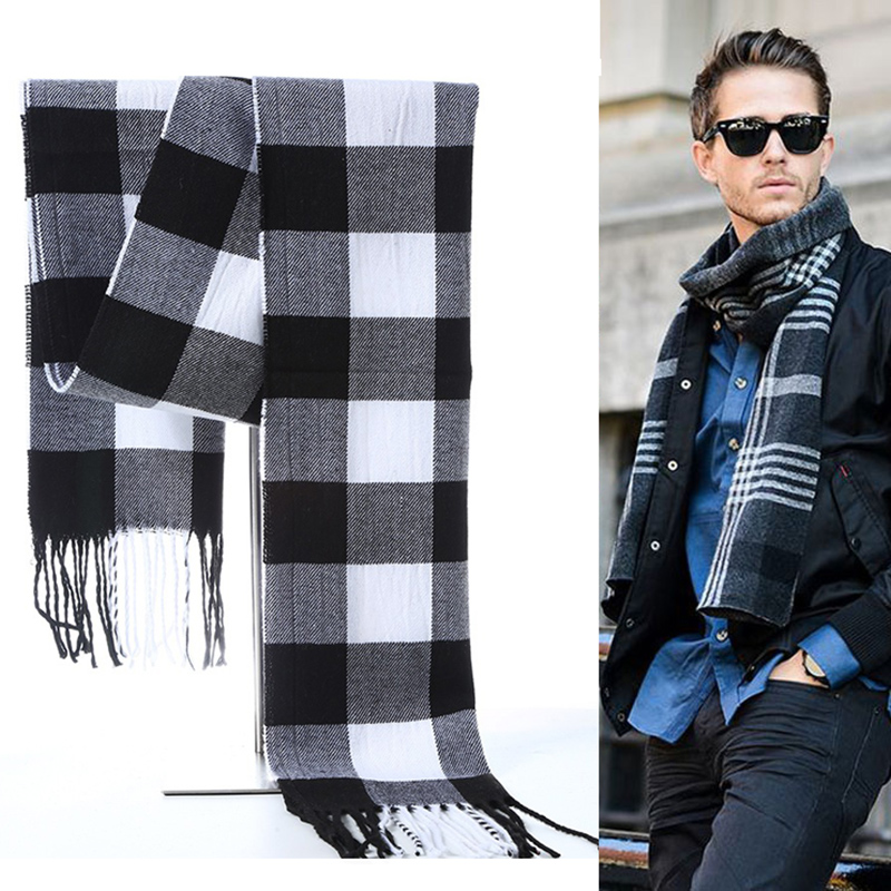 Winter Men Scarf Plaid Stripe  - Wool Scarf Men review and price