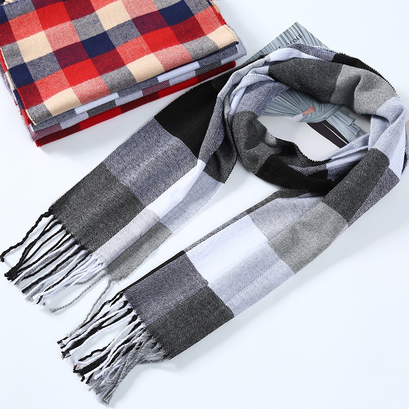 Winter Men Scarf Plaid Stripe  - Wool Scarf Men review and price