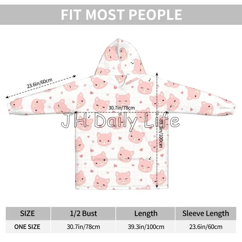 Cartoon Pigs Wearable Flannel  - Sherpa Hoodie Fleece review and price