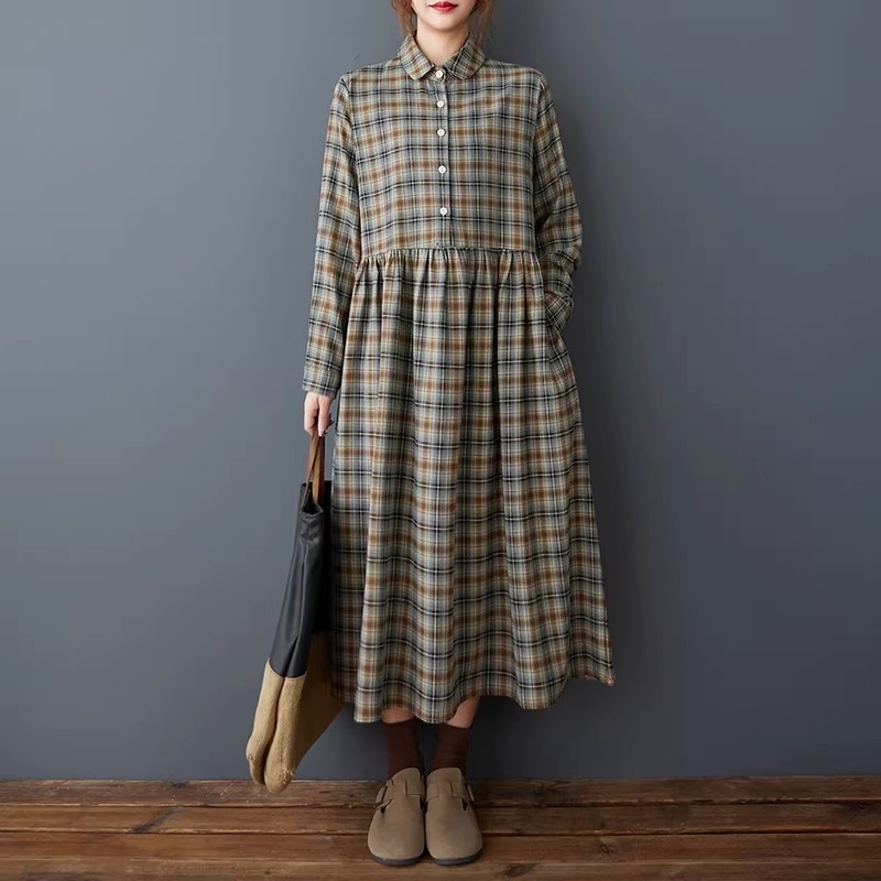 Korean Loose Retro Plaid Shirt - Flannel Shirt Lined review and price