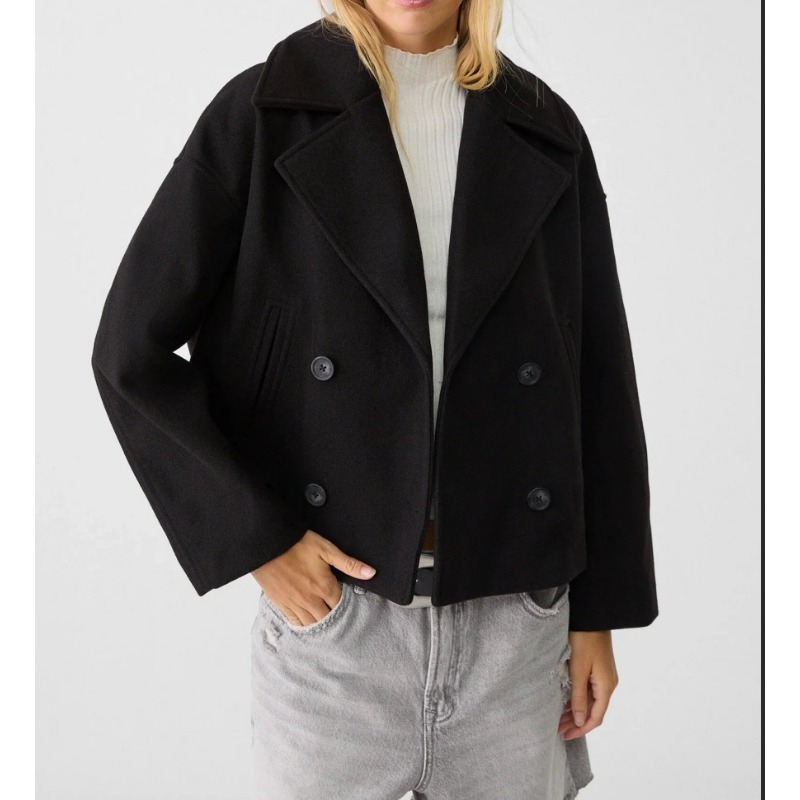 Women's Oversized Double Breas - Wool Coat Peacoat review and price